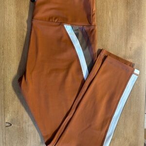Zyia Joplin Light n Tight Rust Leggings with White Stripe